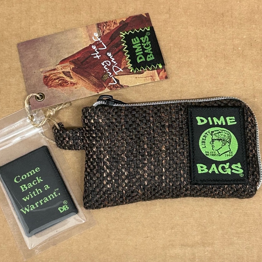 5” Padded Earth Hemp‎ Pouch Zipper Bag from Dime Bags